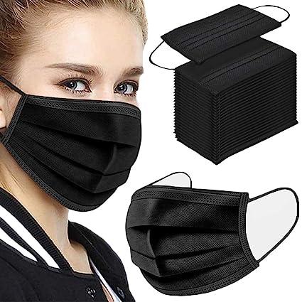 nnpcbt 100pcs 3 ply black disposable face mask filter protection pr-black-100 nnpcbt b08c7hdf1f