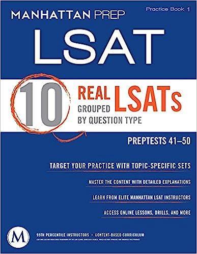 lsat 10 real lsats grouped by question type preptest 41-50 4th edition manhattan prep 1937707784,