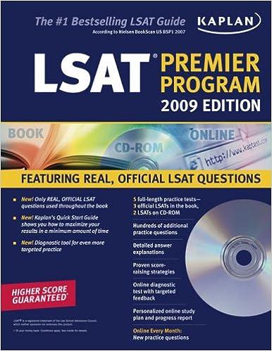 lsat premier program featuring real official lsat questions 2009 2009 edition kaplan 1419552082,