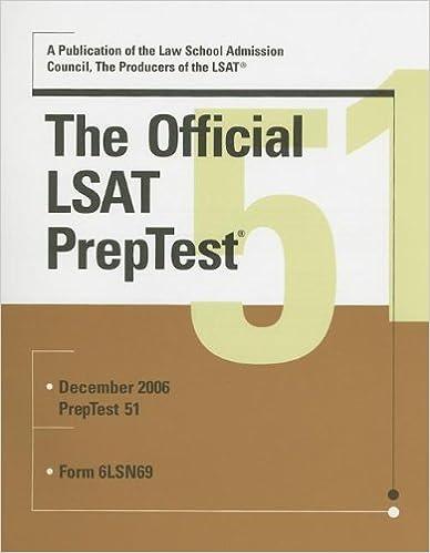 the official lsat prep test 51 1st edition law school admission council 0976024586, 978-0976024583