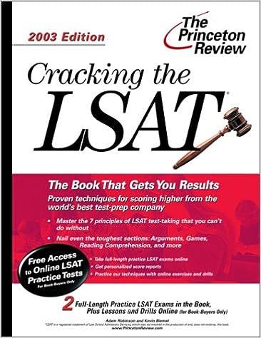 cracking the lsat with 2 full length practice lsat exam 2003 2003 edition adam robinson, rob tallia