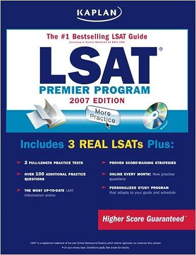 lsat premier program more practice includes 3 real lsats plus 2007 2007 edition kaplan 1419541897,