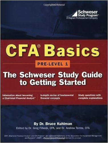 cfa basics pre level 1 the schweser study guide to getting started 1st edition bruce kuhlman 0743224728,