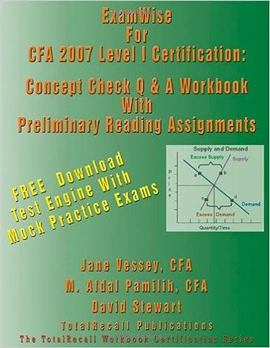 exam wise for cfa 2007 level i certification concept check q and a workbook with preliminary reading