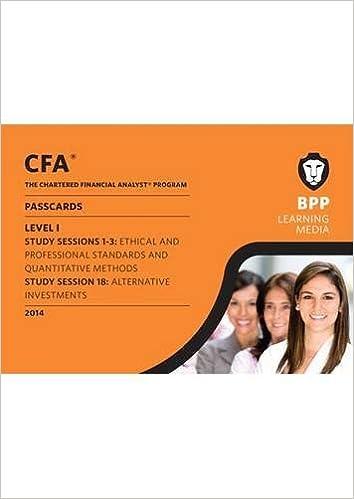 CFA The Charted Financial Analyst Program Passcards Level 1 Study Session 1-3 Ethical And Professional Standers And Quantitative Methods Study Session 18 Alternative Investment 2014