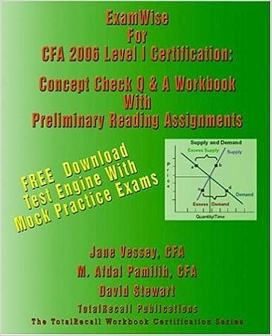 examwise for cfa certification concept check q and a workbook with preliminary reading assignment 2006 2006