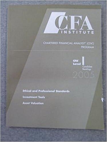 Chartered Financial Analyst Program Level 1 Candidate Readings Ethical And Professional Standers Investments Tools Asset Valuation 2005