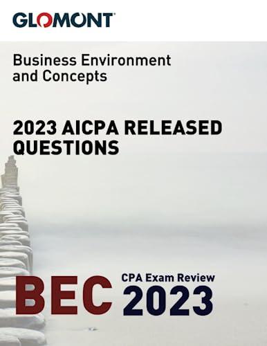 glomont cpa exam review business environment and concepts aicpa released questions 2023 2023 edition glomont,
