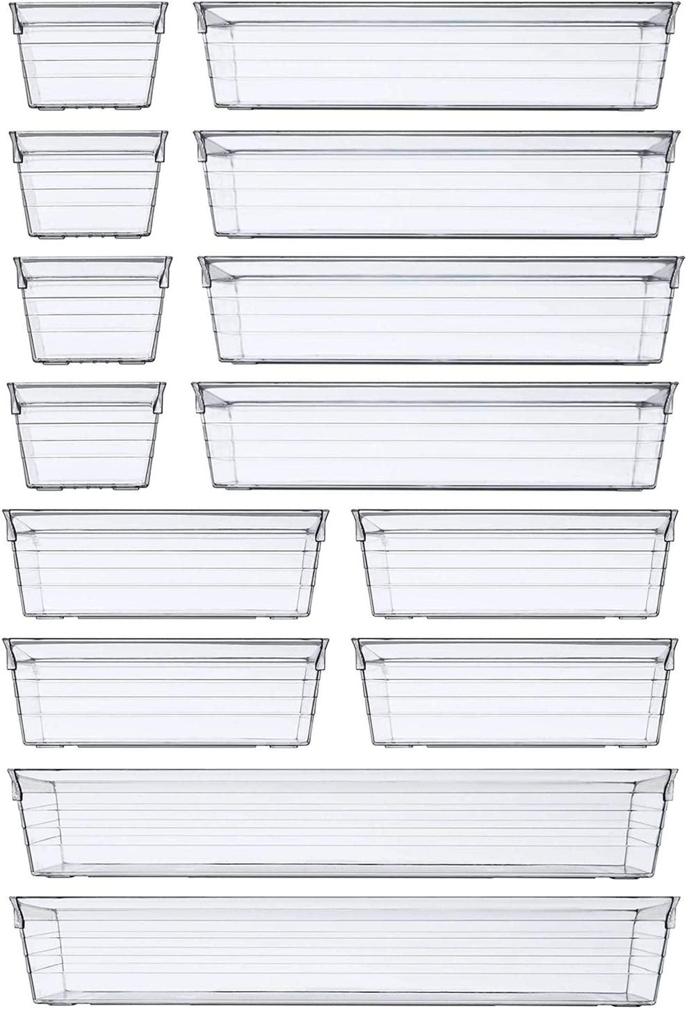 dca 14 pcs clear plastic drawer organizer tray for gadgets ??do-14pc dca b083fprp17