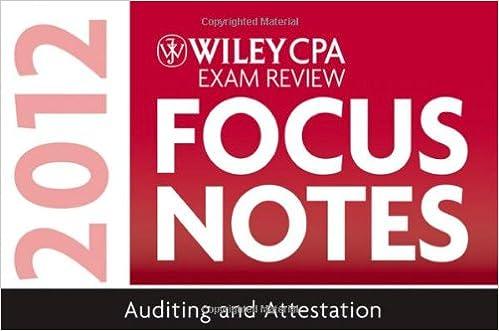 wiley cpa exam review focus notes auditing and attestation 2012 7th edition wiley 1118121317, 978-1118121313