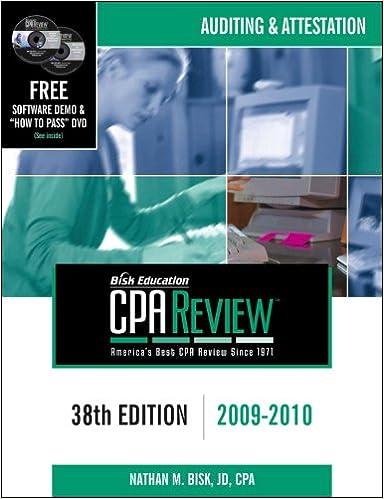 auditing and attestation bisk education cpa review 2009-2010 38th edition nathan m. bisk 1579616798,