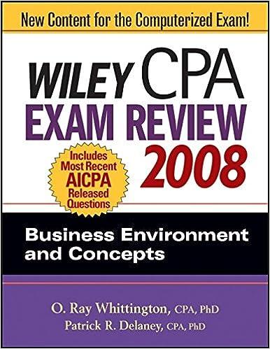 wiley cpa exam review business environment and concepts 2008 2008 edition o. ray whittington, patrick r.