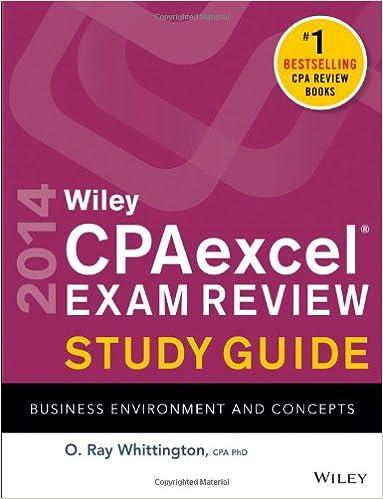 Wiley CPA Excel Exam Review Study Guide Business Environment And Concepts 2014