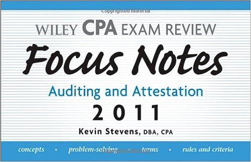 wiley cpa examination review focus notes auditing and attestation 2011 6th edition kevin stevens 0470935693,