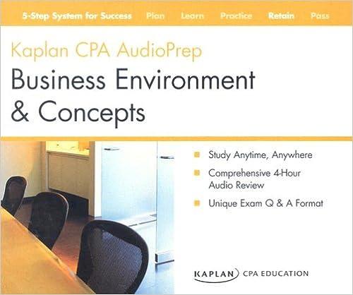 kaplan cpa audioprep business environment and concepts 1st edition kaplan cpa education 1419591118,