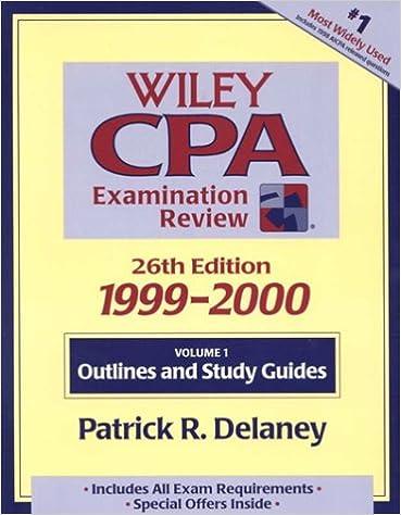 wiley cpa examination review volume 1 outlines and study guide 1999-2000 26th edition patrick r. delaney