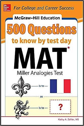 500 questions to know by test day mat miller analogies test 1st edition kathy zahler 0071832106,