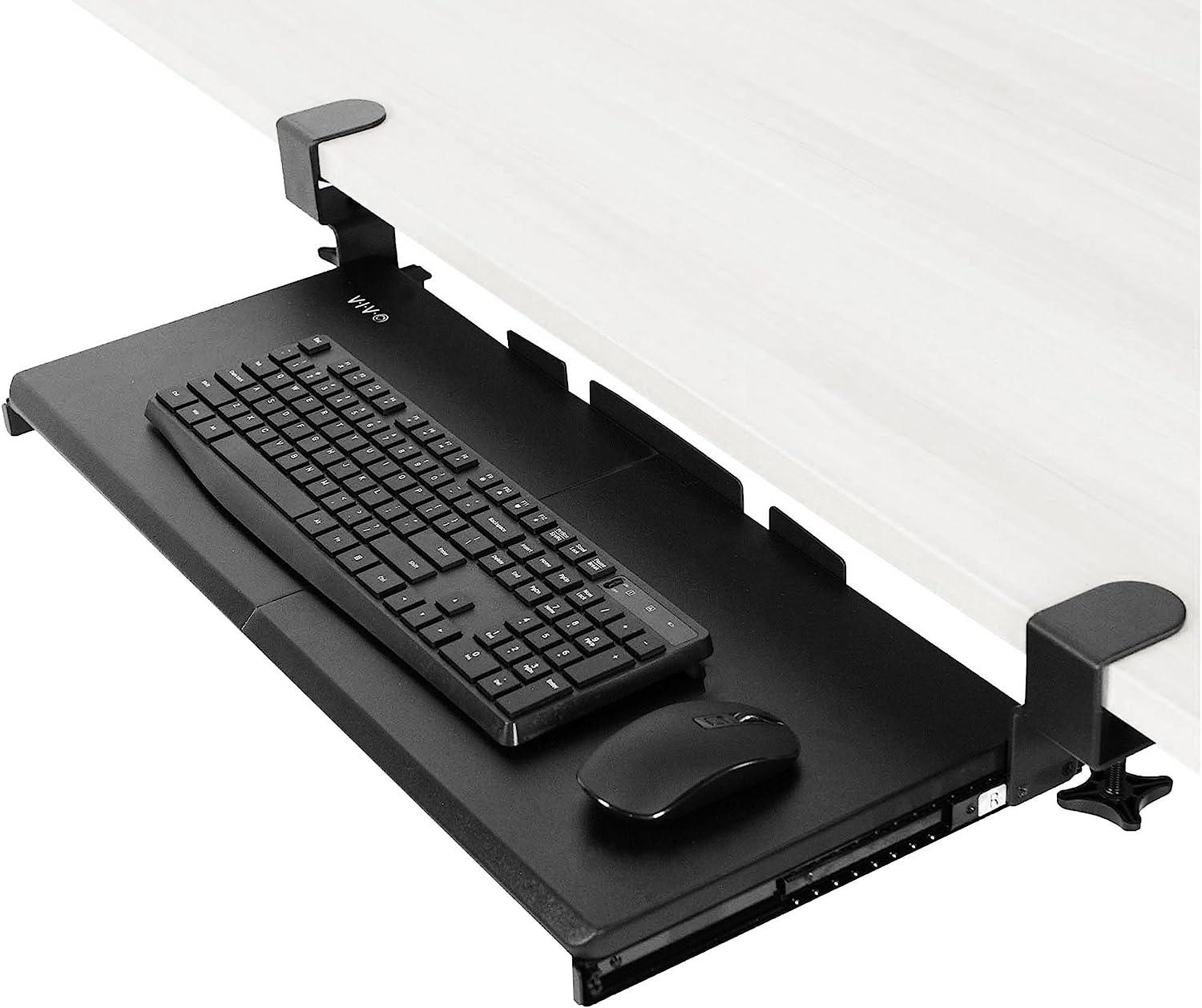 vivo large keyboard tray under desk pull out with extra sturdy c clamp mount system  vivo b07hfdjcsl