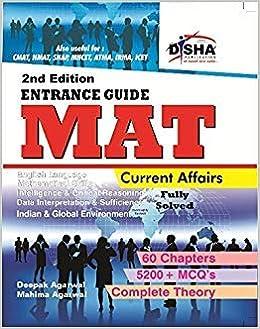 entrance guide mat current afairs 60 chapters 5200 mcqs complete theory 2nd edition disha experts 9386845741,