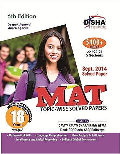 mat 18 years topic wise solved papers 2014 6th edition disha experts 9384905011, 978-9384905019