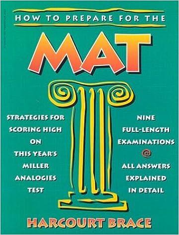 how to prepare for the mat 1st edition morris bramson 0156000407, 978-0156000406