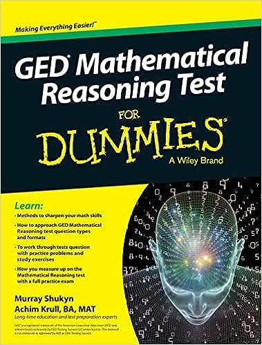 ged mathematical reasoning test for dummies 1st edition murray shukyn, achim k. krull 1119030080,