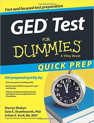 ged test for dummies quick prep 1st edition murray shukyn 1118899903, 978-1118899908