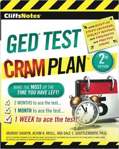 cliffsnotes ged test cram plan make the most of the time you have left 2nd edition murray shukyn, achim k.