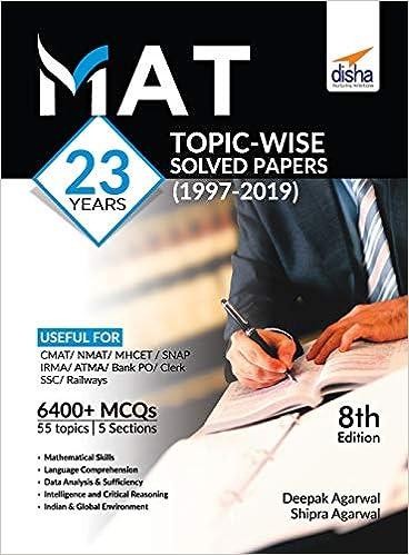 mat 23 years topic-wise solved papers 1997-2019 8th edition shipra agarwal deepak agarwal 9389187559,