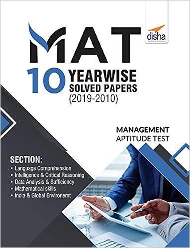 mat 10 year wise solved papers management aptitude test 2019-2010 2019 edition disha experts 9389187788,