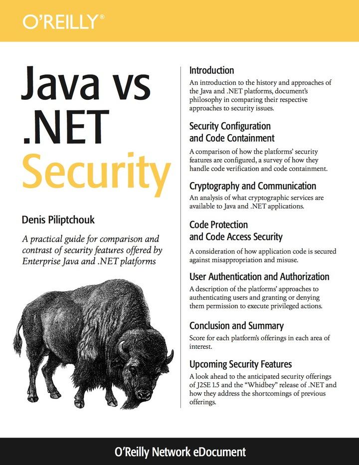 java vs. .net security 1st edition denis piliptchouk 0596556683, 978-0596556686
