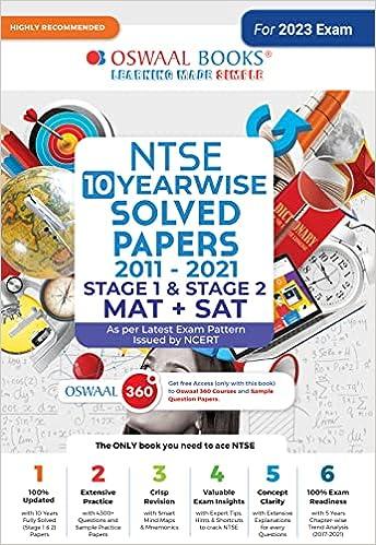 ntse 10 yearwise solved papers 2011 to 2021 stage 1 and 2 mat/ sat for 2023 exam 2023 edition oswaal