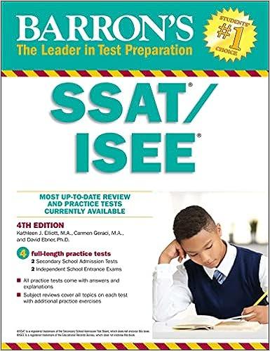 barrons ssat/isee most up to date and review and practice test currently available 4th edition kathleen j.