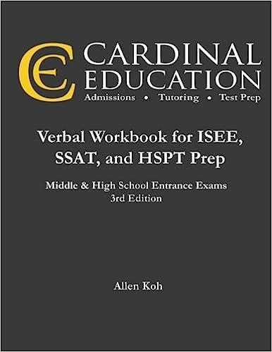 cardinal education verbal workbook for isee ssat and hspt prep 3rd edition allen koh 1547262257,