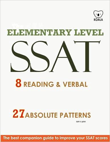 elementary level ssat 8 reading and verbal 27 absolute patterns 1st edition san 154405985x, 978-1544059853