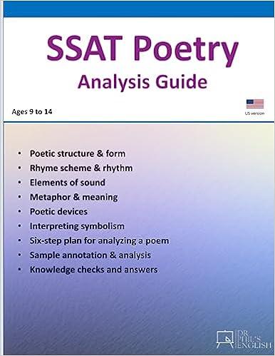 ssat poetry analysis guide 1st edition philip o'hanlon 1739481410, 978-1739481414