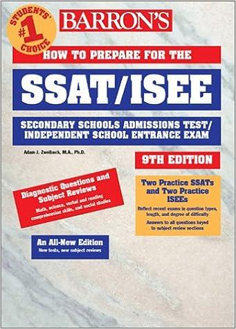 barrons how to prepare for the ssat isee secondary school admission test independent school entrance exam 9th