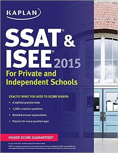 ssat and isee 2015 for private and independent school 2015 edition kaplan 1618658034, 978-1618658036