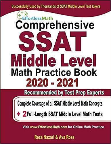 comprehensive ssat middle level math practice book 2020 - 2021 2021 edition reza nazari, ava ross 1646123549,