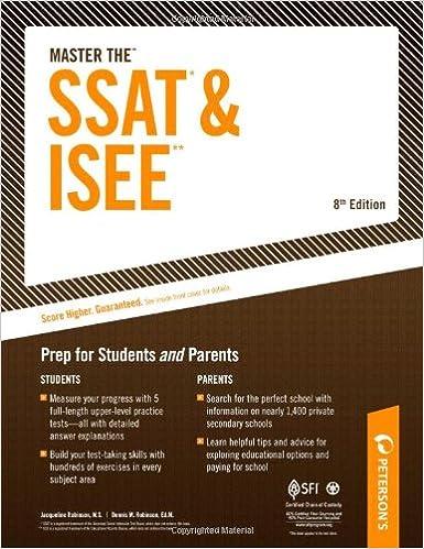 master the ssat and isee 8th edition jacqueline robinson, dennis m. robinson 0768927900, 978-0768927900