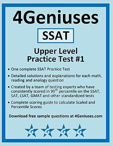 4 geniuses ssat upper level practice test 1 1st edition b genius, s genius 1777446058, 978-1777446055