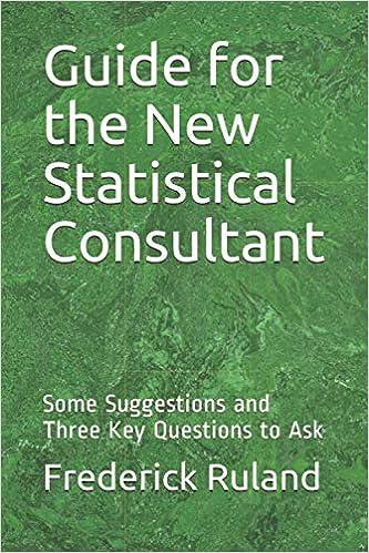 guide for the new statistical consultant some suggestions and three key questions to ask 1st edition