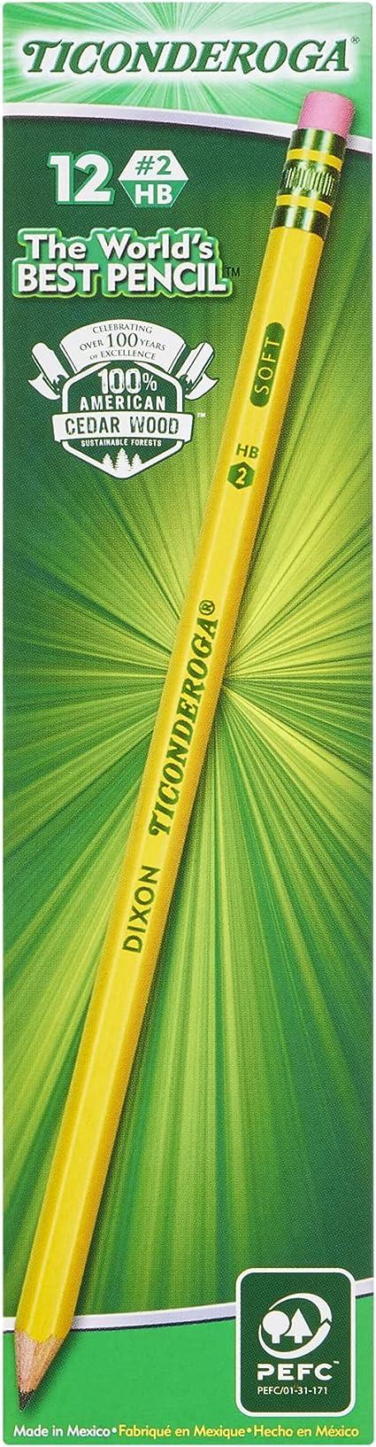 ticonderoga wood cased pencils pre-sharpened 2 hb soft yellow  ticonderoga b000jeaap2
