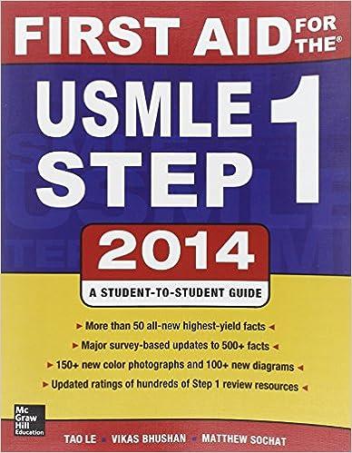 first aid for the usmle step 1 - 2014 24th practice tao le, vikas bhushan 0071831428, 978-0071831420