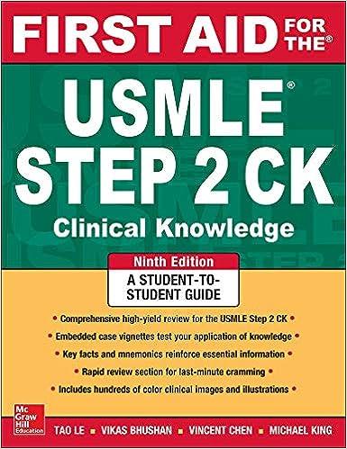 first aid for the usmle step 2 ck clinical knowledge 9th edition tao le, vikas bhushan 0071844570,