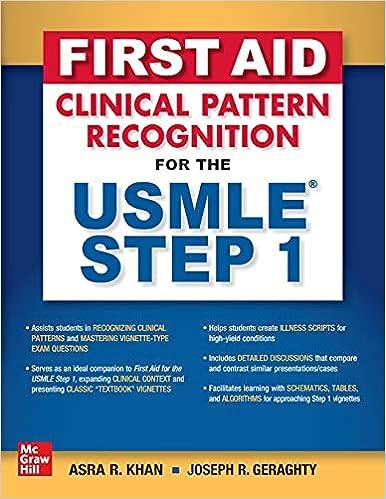 first aid clinical pattern recognition for the usmle step 1 1st edition asra r. khan, joseph r. geraghty