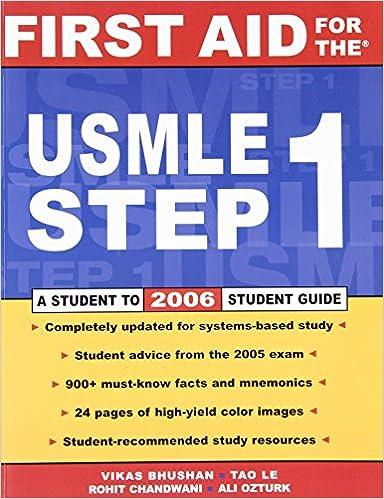 first aid for the usmle step 1 - 2006 16th edition vikas bhushan, tao le 0071461159, 978-0071461153