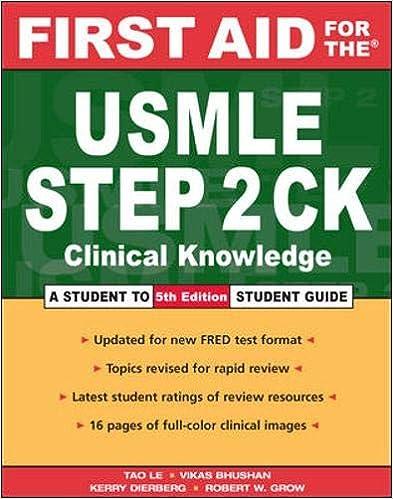 first aid for the usmle step 2 ck clinical knowledge 5th edition tao le, vikas bhushan 0071443363,