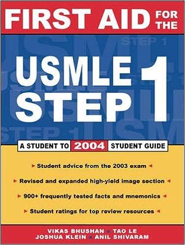 first aid for the usmle step 1-2004 14th edition vikas bhushan, tao le 0071429484, 978-0071429481