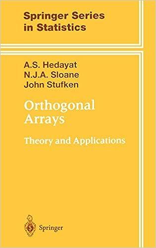 orthogonal arrays theory and applications springer series in statistics 1st edition a.s. hedayat, n.j.a.